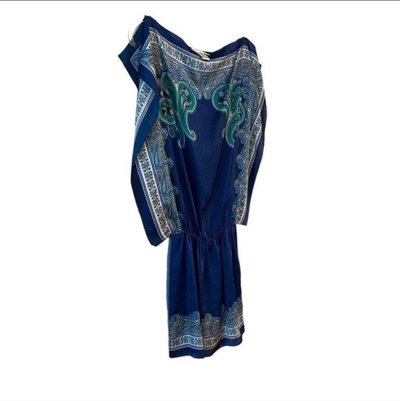 Max Studio | Short Flowy Blouson Handkerchief Dress w/ Boho Pattern M - Picture 3 of 13